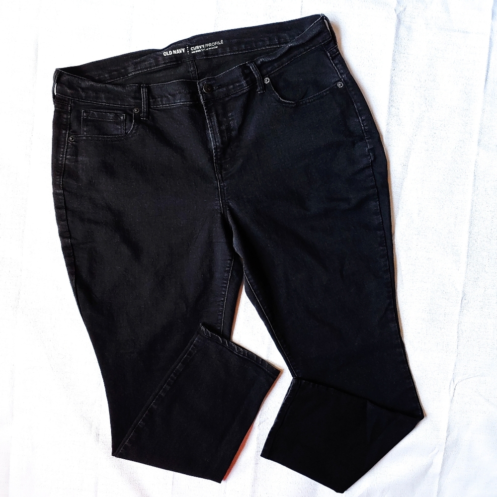 Old Navy Curvy Mid Rise Jeans Black 16P